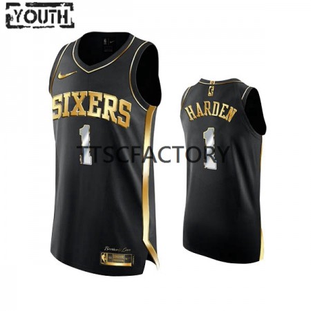 Kinder NBA Philadelphia 76ers Trikot James Harden 1 Nike 2022 Golden Edition Schwarz Swingman